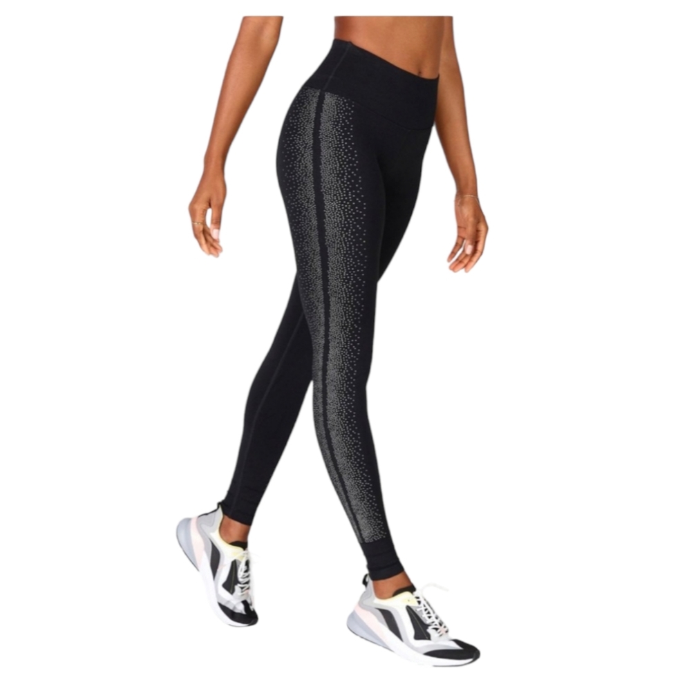 Fabletics Sculpt Knit Reflective High Rise Black Leggings Women's Size Large